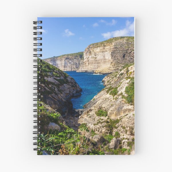 Item preview, Dramatic Rocky Cliffs and Blue Cove Overlooking Clear Mediterranean Sea on Sunny Day designed and sold by Nmallia.