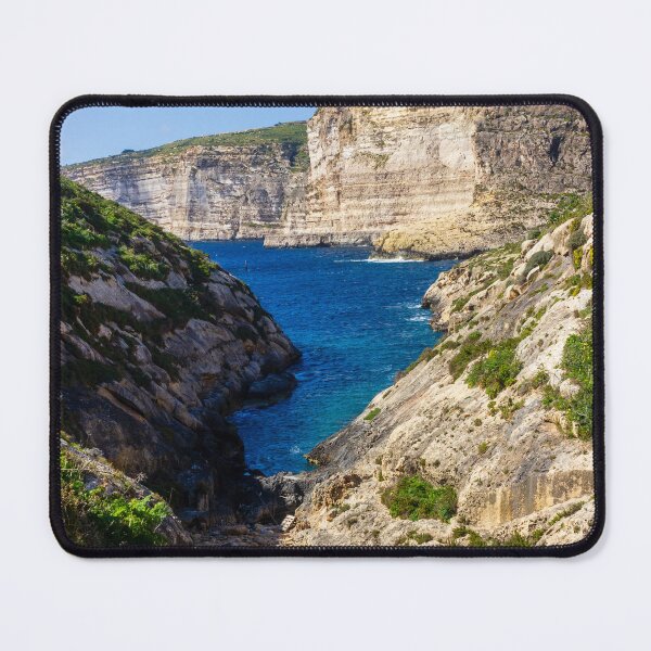 Item preview, Dramatic Rocky Cliffs and Blue Cove Overlooking Clear Mediterranean Sea on Sunny Day designed and sold by Nmallia.