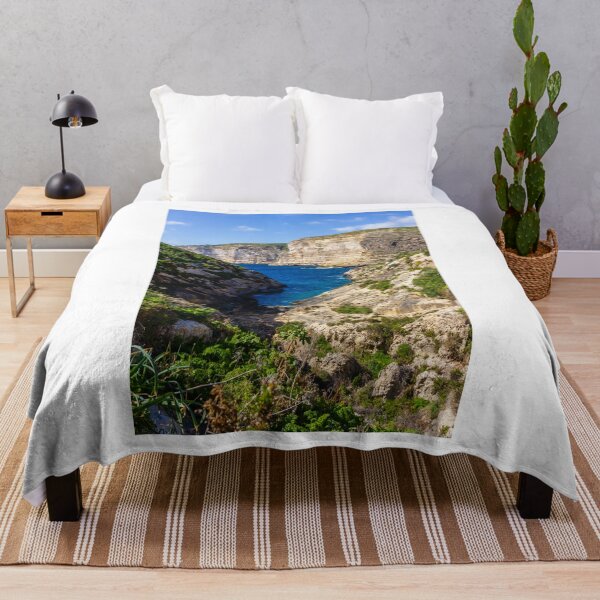 Item preview, Dramatic Rocky Cliffs and Blue Cove Overlooking Clear Mediterranean Sea on Sunny Day designed and sold by Nmallia.