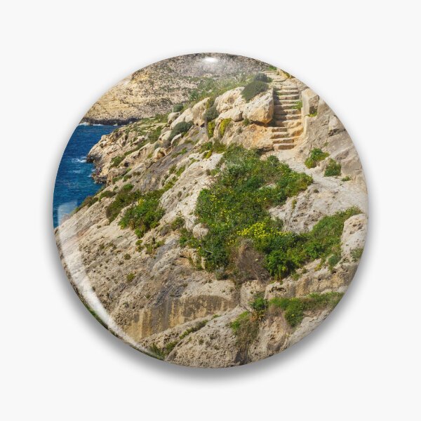 Item preview, Dramatic Rocky Cliffs and Blue Cove Overlooking Clear Mediterranean Sea on Sunny Day designed and sold by Nmallia.