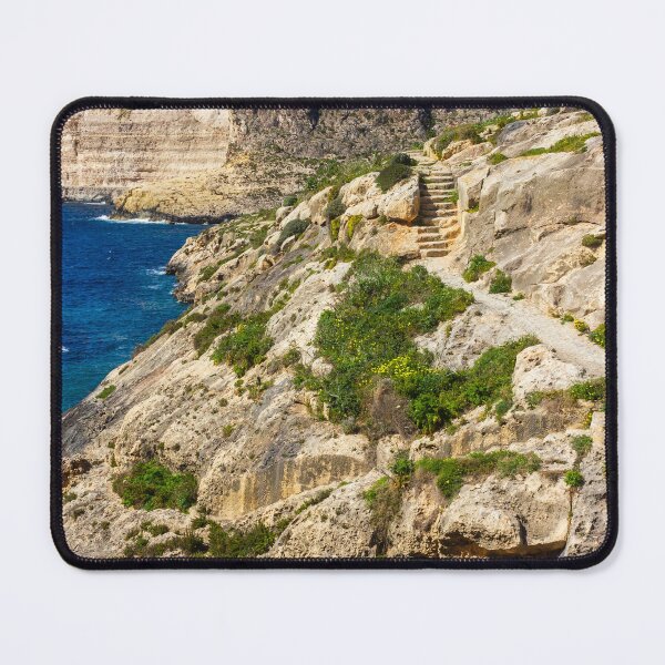 Item preview, Dramatic Rocky Cliffs and Blue Cove Overlooking Clear Mediterranean Sea on Sunny Day designed and sold by Nmallia.