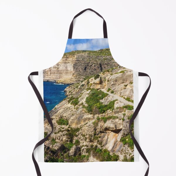 Item preview, Dramatic Rocky Cliffs and Blue Cove Overlooking Clear Mediterranean Sea on Sunny Day designed and sold by Nmallia.