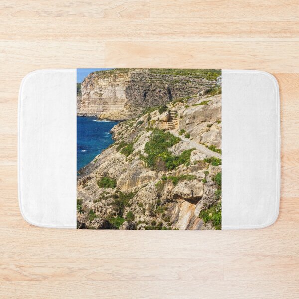 Item preview, Dramatic Rocky Cliffs and Blue Cove Overlooking Clear Mediterranean Sea on Sunny Day designed and sold by Nmallia.