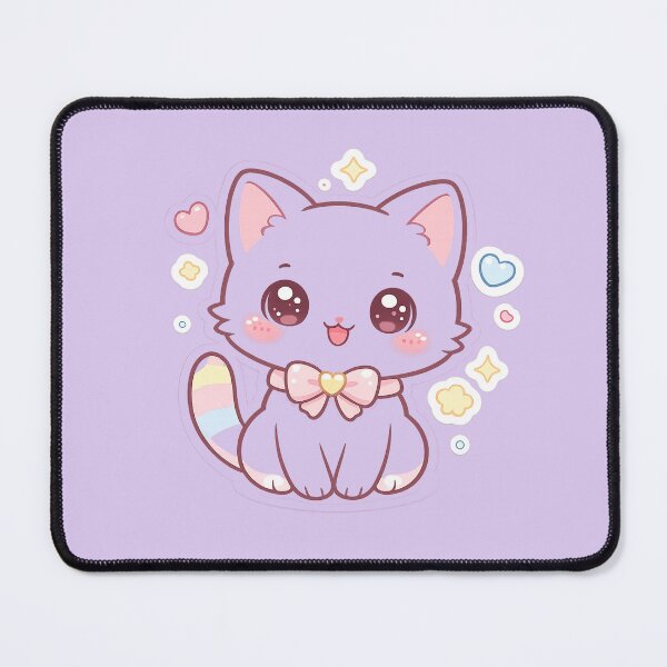 Item preview, Kawaii Chibi Cat with Pink Bow & Sparkles Sticker designed and sold by irfanshikh.
