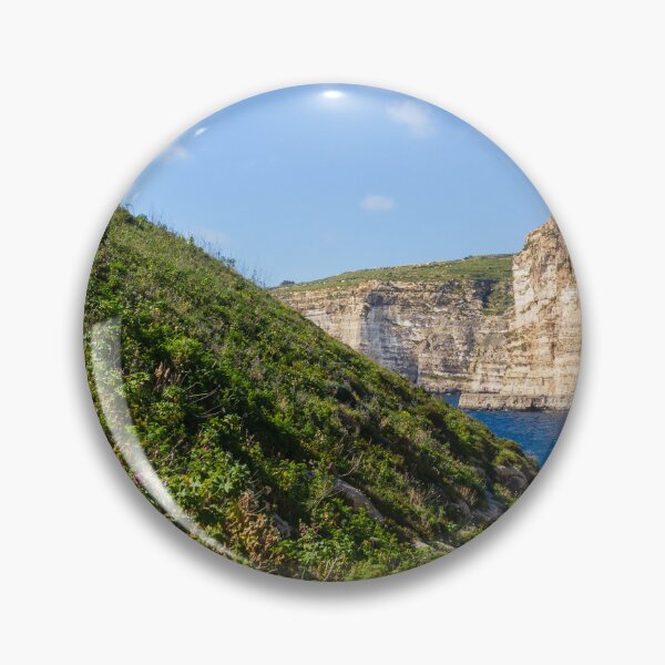 Item preview, Dramatic Rocky Cliffs and Blue Cove Overlooking Clear Mediterranean Sea on Sunny Day designed and sold by Nmallia.