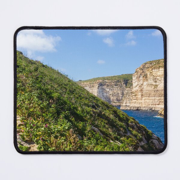 Item preview, Dramatic Rocky Cliffs and Blue Cove Overlooking Clear Mediterranean Sea on Sunny Day designed and sold by Nmallia.