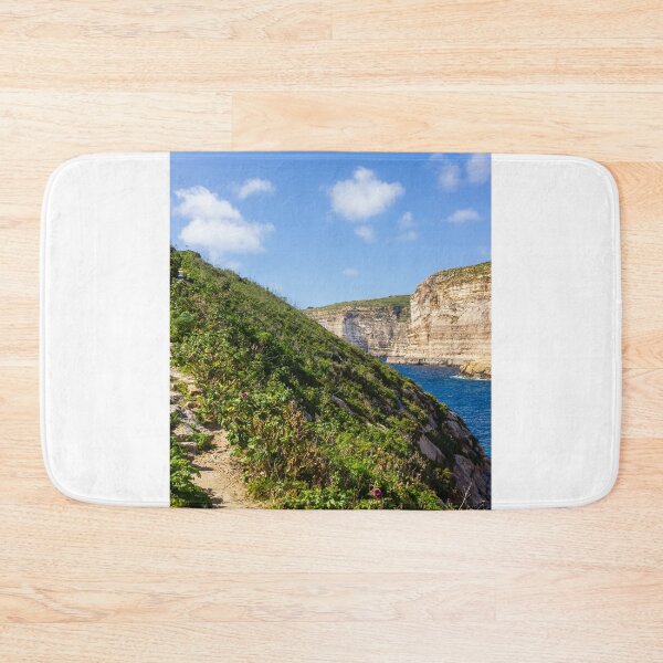 Item preview, Dramatic Rocky Cliffs and Blue Cove Overlooking Clear Mediterranean Sea on Sunny Day designed and sold by Nmallia.