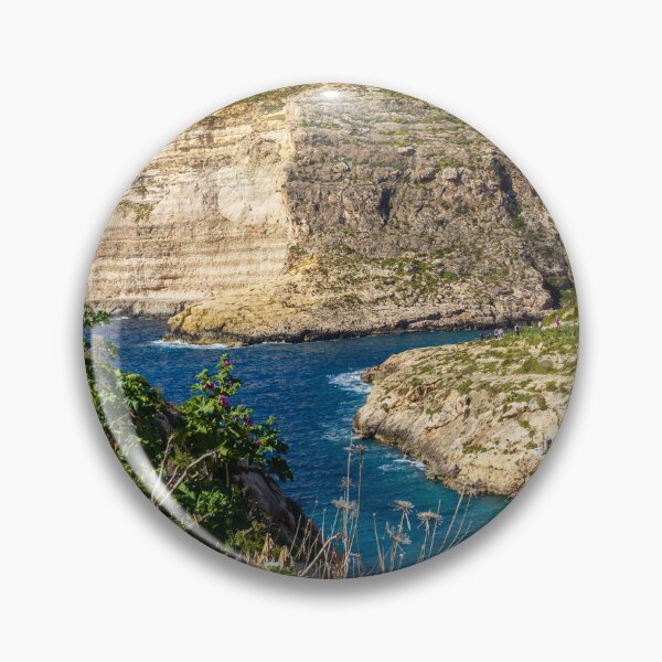 Item preview, Dramatic Rocky Cliffs and Blue Cove Overlooking Clear Mediterranean Sea on Sunny Day designed and sold by Nmallia.