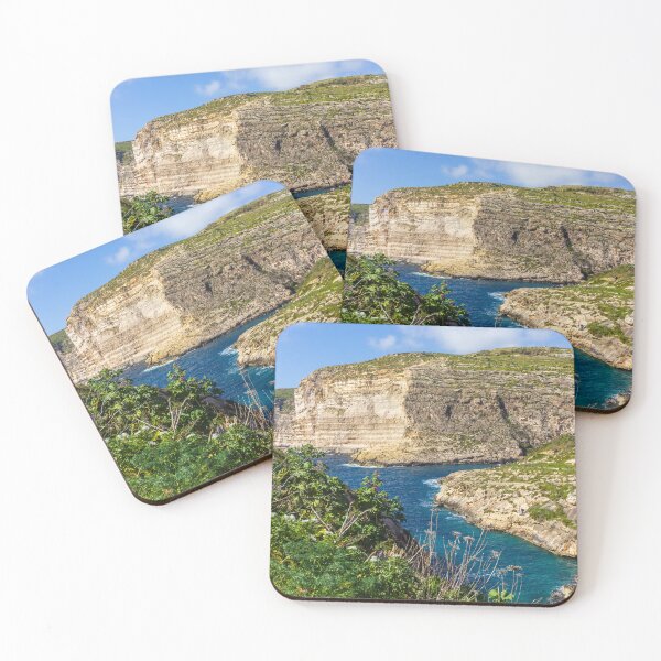 Item preview, Dramatic Rocky Cliffs and Blue Cove Overlooking Clear Mediterranean Sea on Sunny Day designed and sold by Nmallia.