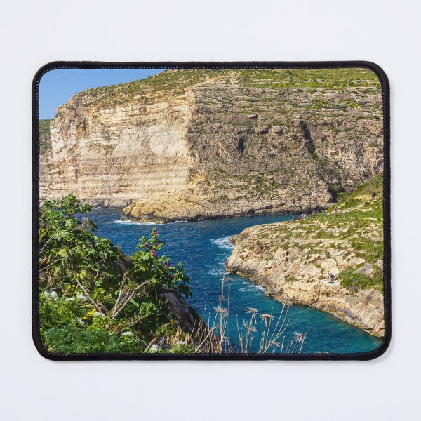 Item preview, Dramatic Rocky Cliffs and Blue Cove Overlooking Clear Mediterranean Sea on Sunny Day designed and sold by Nmallia.