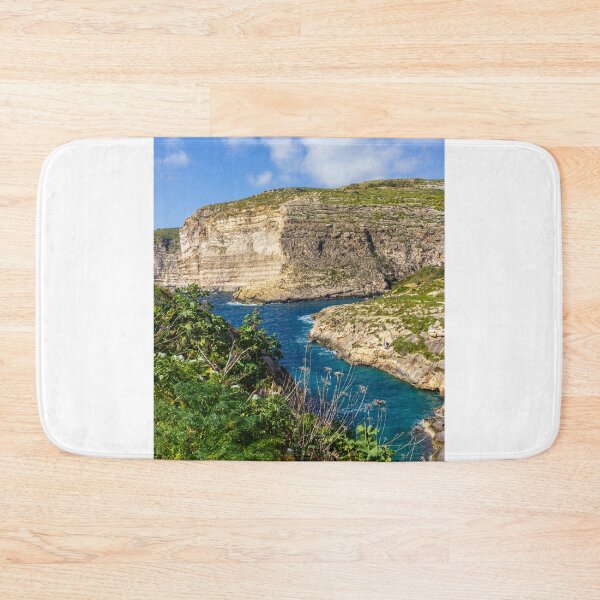 Item preview, Dramatic Rocky Cliffs and Blue Cove Overlooking Clear Mediterranean Sea on Sunny Day designed and sold by Nmallia.