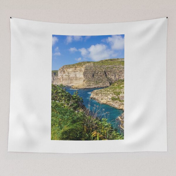 Item preview, Dramatic Rocky Cliffs and Blue Cove Overlooking Clear Mediterranean Sea on Sunny Day designed and sold by Nmallia.