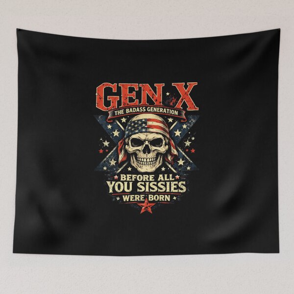 Item preview, Gen X The Badass Generation Vintage Skull designed and sold by LunaMagicStudio.