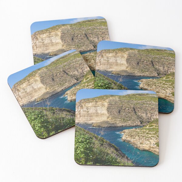 Item preview, Dramatic Rocky Cliffs and Blue Cove Overlooking Clear Mediterranean Sea on Sunny Day designed and sold by Nmallia.