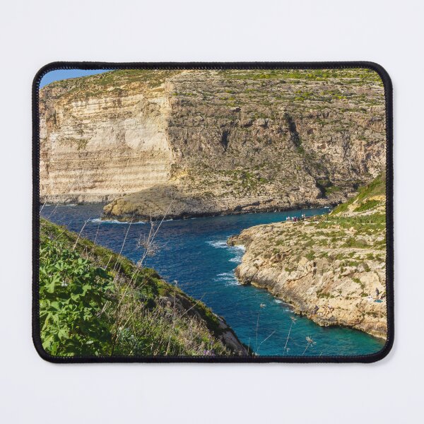 Item preview, Dramatic Rocky Cliffs and Blue Cove Overlooking Clear Mediterranean Sea on Sunny Day designed and sold by Nmallia.