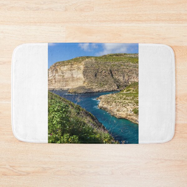 Item preview, Dramatic Rocky Cliffs and Blue Cove Overlooking Clear Mediterranean Sea on Sunny Day designed and sold by Nmallia.