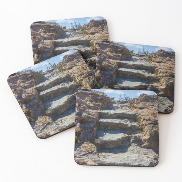 Item preview, Rocky Steps Carved into Cliff Leading Up to Blue Sky and Wildflowers on a Sunny Day designed and sold by Nmallia.