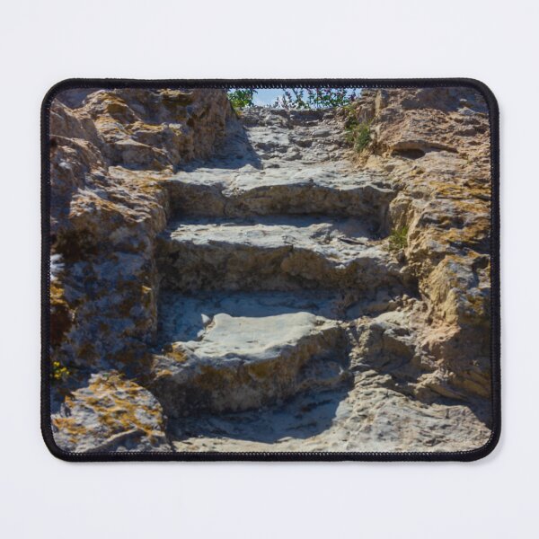 Item preview, Rocky Steps Carved into Cliff Leading Up to Blue Sky and Wildflowers on a Sunny Day designed and sold by Nmallia.