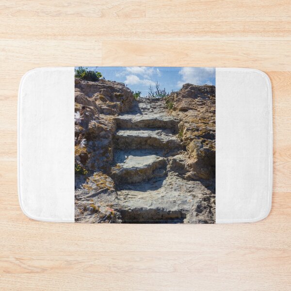 Item preview, Rocky Steps Carved into Cliff Leading Up to Blue Sky and Wildflowers on a Sunny Day designed and sold by Nmallia.