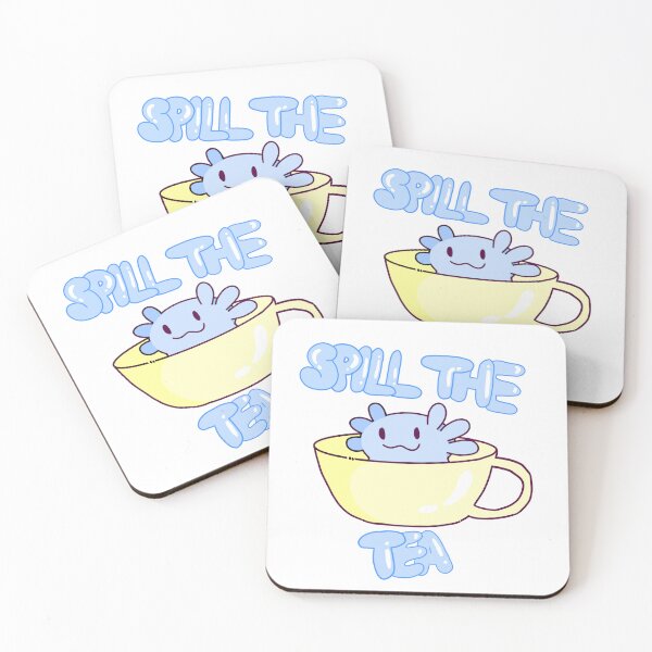 Item preview, axolotl in tea cup (spill the tea) designed and sold by BeskidyArt.