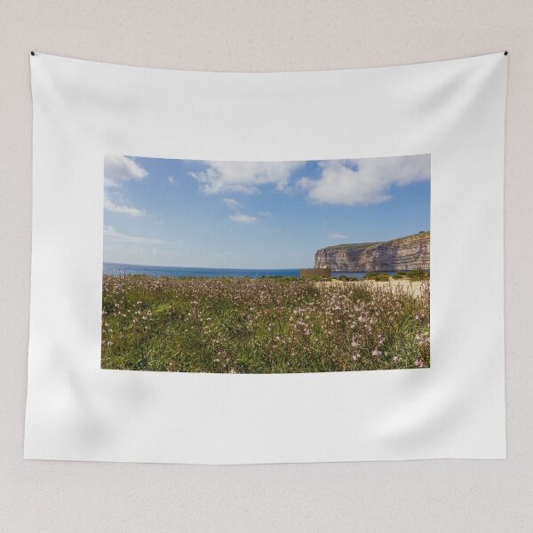 Item preview, Wildflower Meadow Along Rocky Coastline With Ocean Cliffs, Sandy Path and Blue Sky designed and sold by Nmallia.
