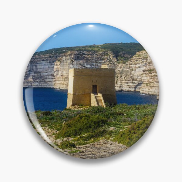 Item preview, Coastal Watchtower On Rocky Cliff Overlooking Deep Blue Sea And Dramatic Limestone Cliffs designed and sold by Nmallia.