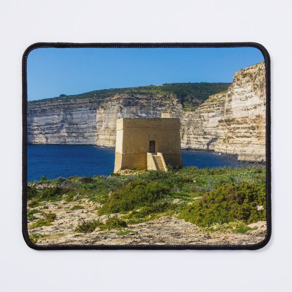 Item preview, Coastal Watchtower On Rocky Cliff Overlooking Deep Blue Sea And Dramatic Limestone Cliffs designed and sold by Nmallia.