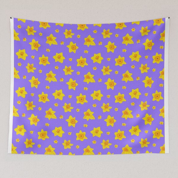 Item preview, Daffodil pattern 2 with purple background designed and sold by Paintingsbyapeacock.