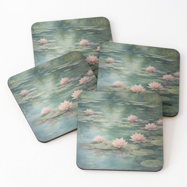 Item preview, Coquette Aesthetic Vintage Oil Painting Of A Lotus & Lily Pad Lake designed and sold by DalilahMeadows.