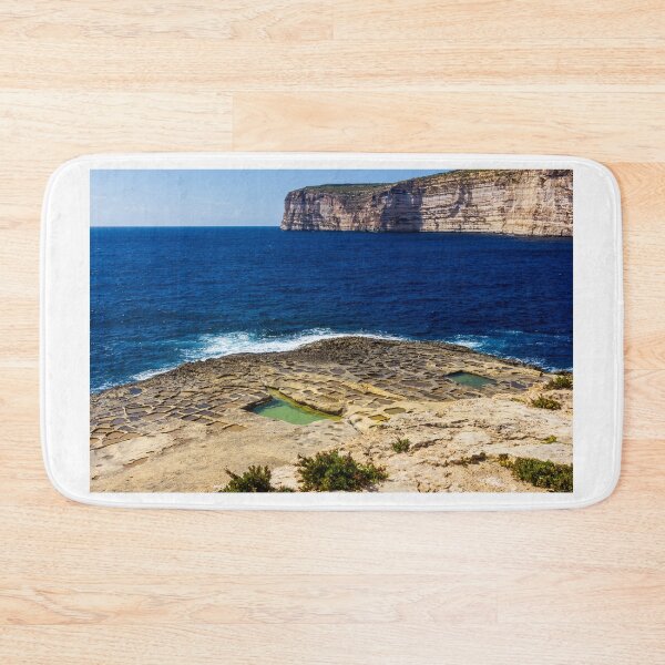Item preview, Rock Salt Pans and Turquoise Sea Along Dramatic Coastal Cliffs on a Sunny Mediterranean Shoreline designed and sold by Nmallia.