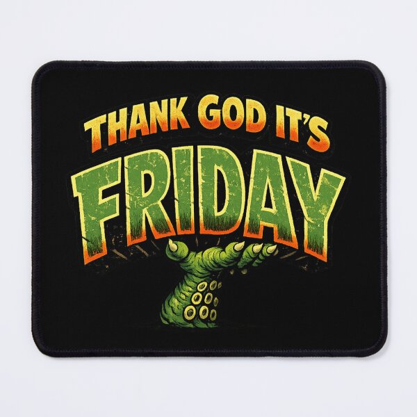 Item preview, Thank God It’s Friday Funny Retro Monster Horror Typography designed and sold by Sonic Nova Studios.