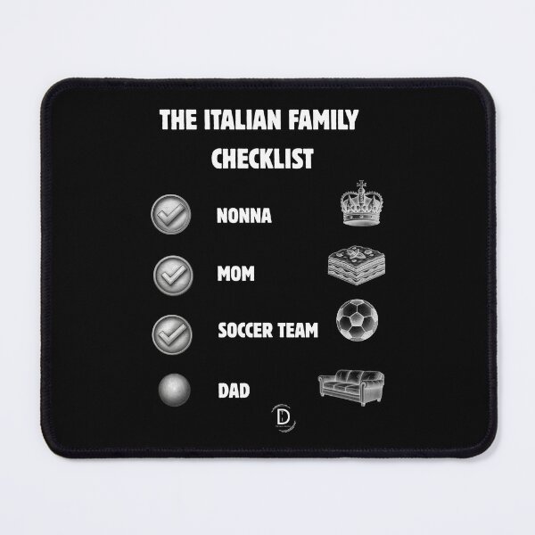 Item preview, Vintage Italian Family Checklist Nonna Mom Soccer Dad Black Version designed and sold by TheItaliandilemma.
