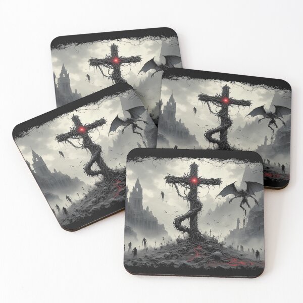 Item preview, Demon Crucifix Horror Art – Cursed Gothic Cross (BLACK) designed and sold by MorbidDreams.