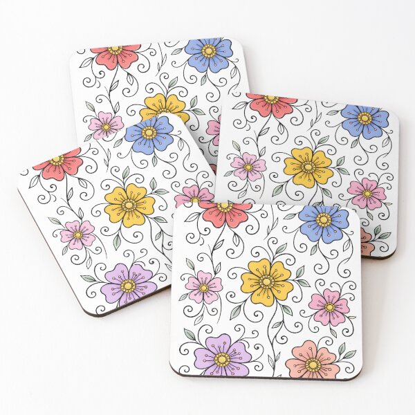 Item preview, Whimsical Doodle Flowers – Colorful Floral Line Art designed and sold by blankTeeShirt.