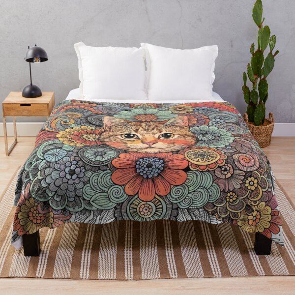 Item preview, Floral Mandala Art cat – Intricate Flower Mandala Design designed and sold by Anime9122.