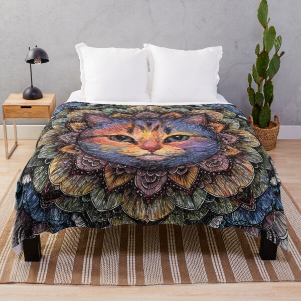 Item preview, Floral Mandala Art cat – Intricate Flower Mandala Design designed and sold by Anime9122.