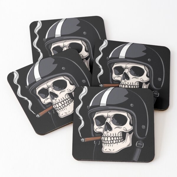 Item preview, Biker Skull Helmet Smoking Cigar Dark Rider Design designed and sold by Fradikal.