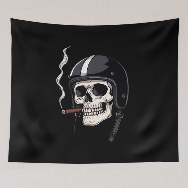Item preview, Biker Skull Helmet Smoking Cigar Dark Rider Design designed and sold by Fradikal.