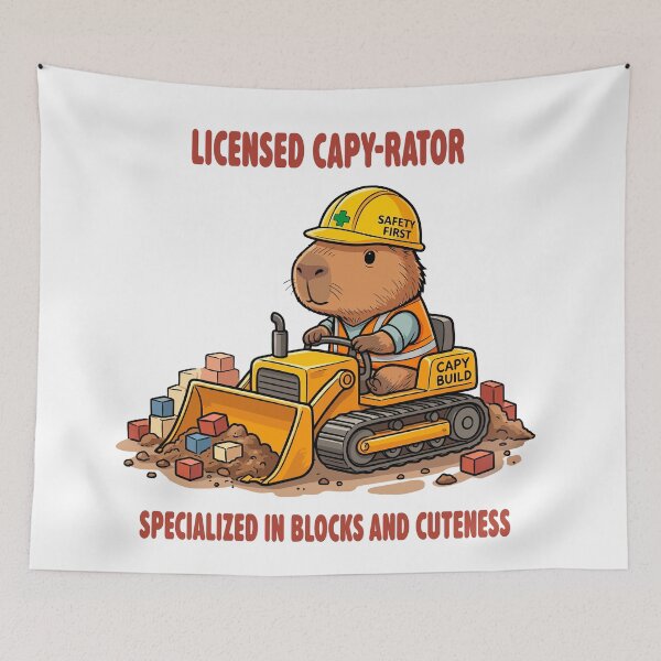 Item preview, Hard-working worker, soft capybara. Professional block mover. designed and sold by Tiny-roar-studio.