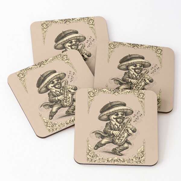 Item preview, Victorian Mushroom Saxophonist – Elegant Vintage Music Illustration designed and sold by Rawecz Studio.
