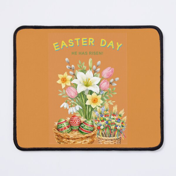 Item preview, Easter Day Floral Design – “He Has Risen” Christian Quote with Spring Flowers & Easter Eggs designed and sold by cozycharlotte.