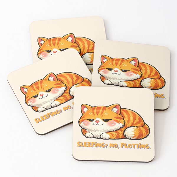 Item preview, Sleeping? No, Plotting Cute Orange Cat Meme Sticker designed and sold by simpleyetcanva.