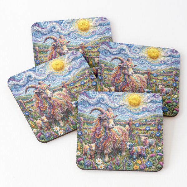 Item preview, Yarn Goat With Her Yarn Kids designed and sold by Tridentulus.