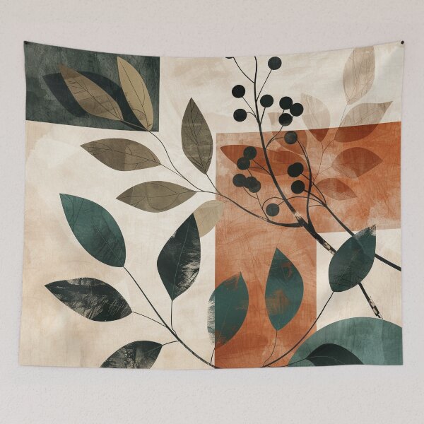Item preview, Botanical wall art – Modern leaves in beige and green for living room designed and sold by CosmicGlyph.