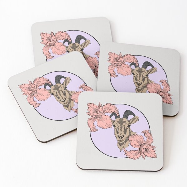 Item preview, Minimalistic goat with flowers designed and sold by Pamelarts.