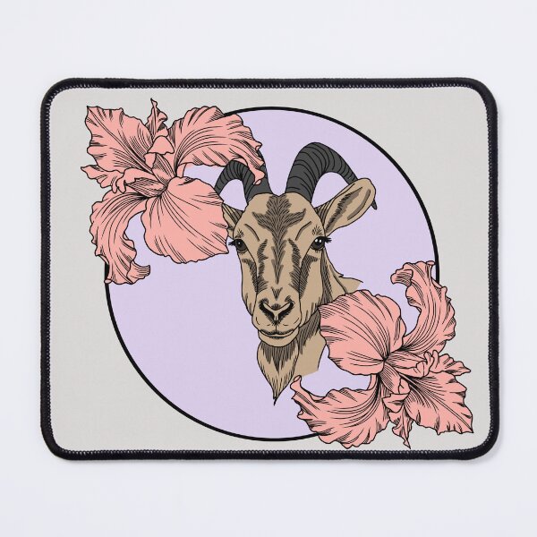 Item preview, Minimalistic goat with flowers designed and sold by Pamelarts.