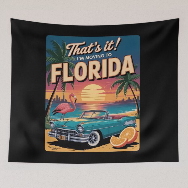 Item preview, That's It! I'm Moving To Florida: Funny Travel Humor Relocation, Retro Sunset Beach Flamingo designed and sold by NewaveBoutique.