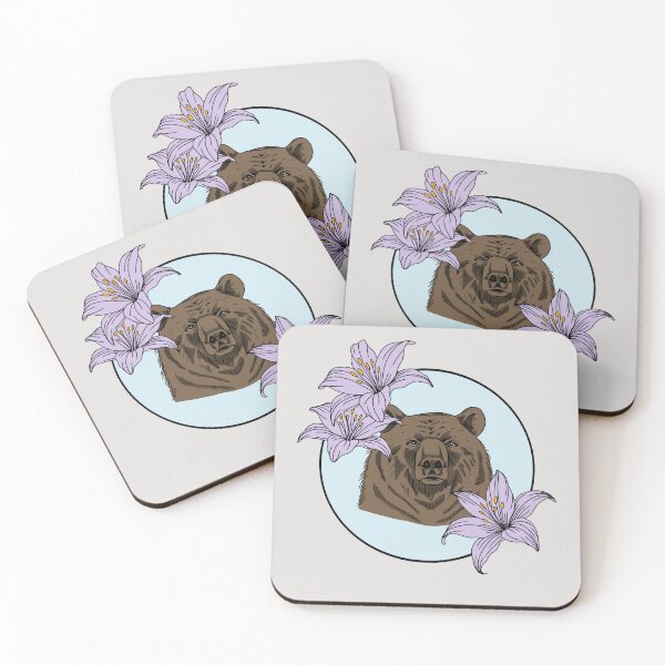 Item preview, Minimalistic bear with flowers designed and sold by Pamelarts.