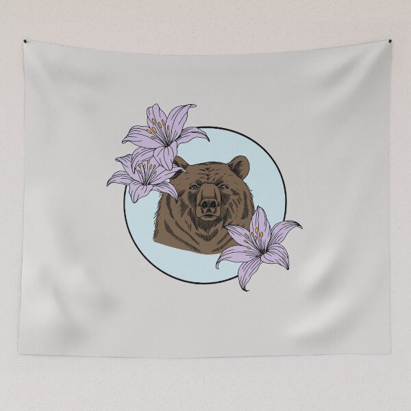 Item preview, Minimalistic bear with flowers designed and sold by Pamelarts.