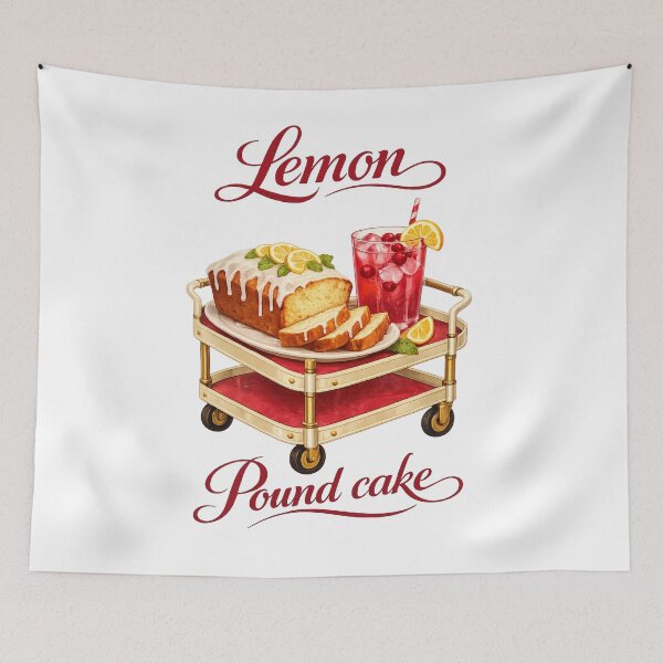 Item preview, Lemon Pound Cake & Cranberry Lemonade – Vintage Dessert Trolley Art designed and sold by Fabrifrank.